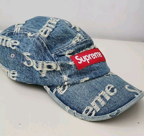 SS21 Supreme Frayed Logos Denim Camp Cap 100% authentic Supreme product 11 photos uploaded New Condition: 10/10 Colourway: Blue All cotton 14 oz. denim Supreme camp cap with frayed logo pattern. Free Supreme sticker Worldwide shipping from London🇬🇧 Logos, Supreme Hat, Supreme Sticker, Supreme Accessories, Red Beanie, Panel Hat, Box Logo, Red Logo, Logo Pattern