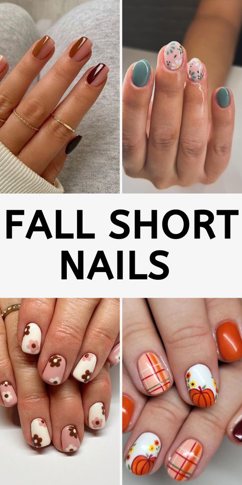 27 Fall Short Nails 2024: Top Trends and Cute Ideas to Try This Autumn October Nails 2024 Short, Cute Fall Nails Short Square, Floral Nails Fall, Colourful Nail Art Designs, Nail Shapes Short Nails, Nail Prints Designs, Cute Autumn Nails Short, Cute Autumn Nail Designs, Short Fall Nail Inspo 2024