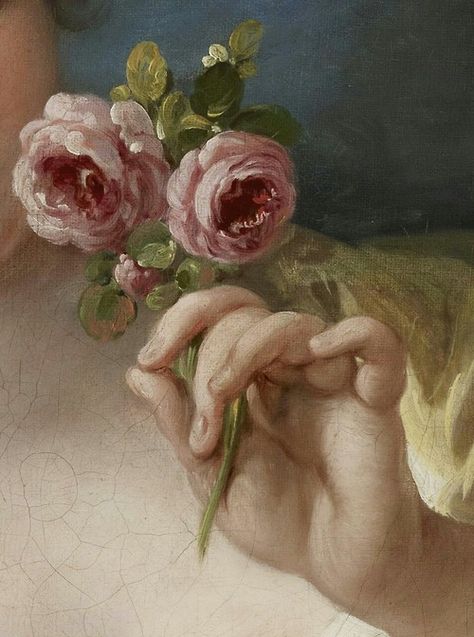 Artist: Unknown  http://breakfast-at-cartiers.tumblr.com/ Girl With Roses, Francois Boucher, Rococo Art, نباتات منزلية, Victorian Paintings, Rennaissance Art, Kunst Inspiration, Art Ancien, Art Classique