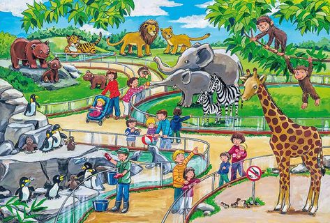 cartoon zoo jigsaw puzzles - Google Search Zoo Drawing, Zoo Pictures, Animal Illustration Kids, Speaking Activity, Korean Illustration, Easy Disney Drawings, Houston Zoo, Animal Art Projects, Kids Zoo