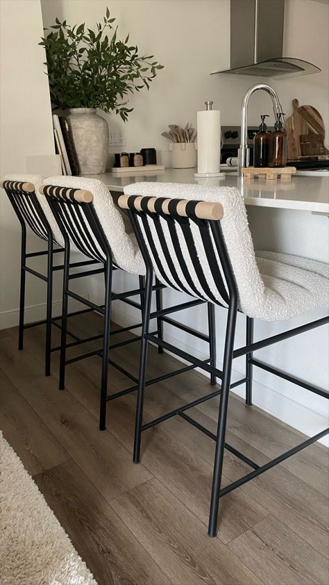 Burke Counter Stool curated on LTK Modern Farmhouse Stools For Island, Bar Stool Apartment, Black Leather Counter Stools, Island Chair Ideas, Cushioned Bar Stools, Aesthetic Barstools, Organic Modern Barstools, Black Kitchen Bar Stools, Barstools In Kitchen Ideas