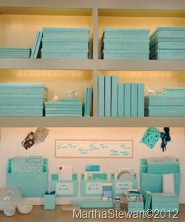 MarthaStewartHomeOffice Tiffany Blue Office, Aqua Office, Martha Stewart Home, School Supplies Organization, Blue Office, Storage Idea, Dream Office, Office Crafts, Craft Room Office