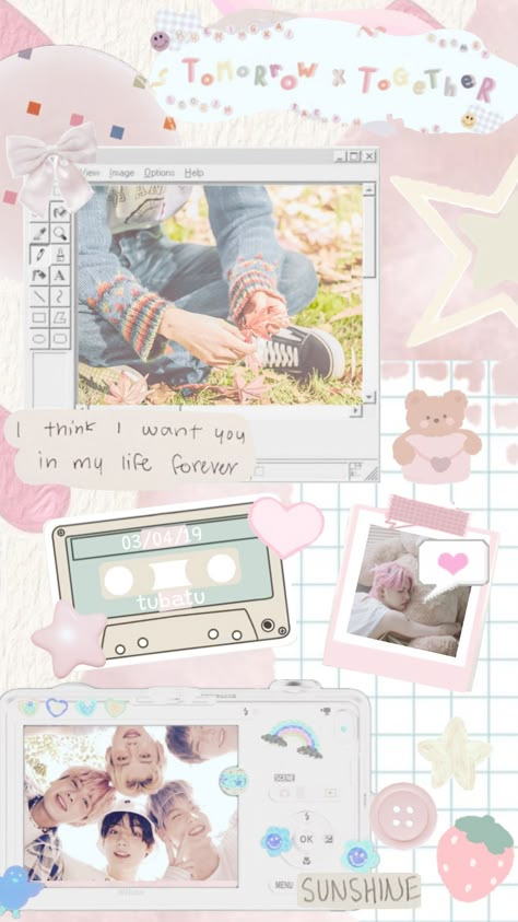 I love how this turned out omg #cute #pink #txtshuffles #txt Txt Collage, Txt Moa, Txt Wallpaper, Cute Pink, Love This, I Love, Collage, Pink