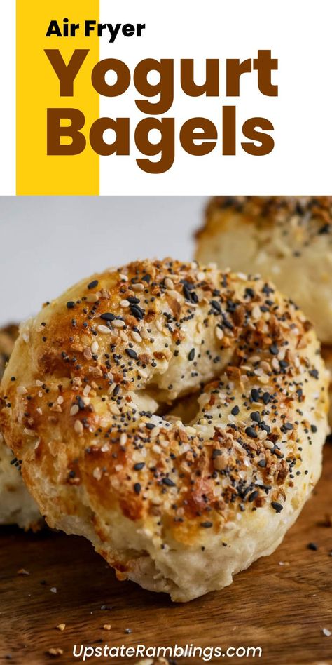 Air Fryer Yogurt Bagels Diy Bagels With Yogurt, Air Fryer Protein Bagels, 2 Ingredient Bagels Air Fryer, Sour Cream Bagels, Yogurt Bagels Air Fryer, Quick Easy Bagel Recipe, 4 Ingredient Bagels, Bagles Recipe Greek Yogurt, Easy Bagel Recipe Greek Yogurt