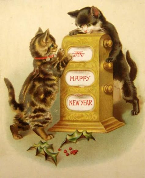 Vintage New Years Cards, Vintage New Years, New Year Vintage, Vintage Happy New Year, Christmas Cards Vintage, New Years Cards, New Year Clipart, New Year Calendar, New Year Postcard