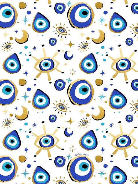 "Blue and Gold Evil Eye" Canvas Print by ArezuCo | Redbubble Blue And Gold Pattern Wallpaper, Evil Eye Blue Aesthetic, Evil Eye Screen Saver, Evil Eye Color Palette, Evil Eye Instagram Highlight Icon, Anti Evil Eye Wallpaper, Evil Eye Cover Photo, Gold Evil Eye Wallpaper, Evil Eye Desktop Wallpaper