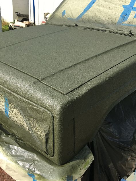 Paint after bed liner, two quarts of hunter green gloss one quart of rust red primer, mixed then thinned down to spray. Bedliner Paint Job Truck, Bed Liner Paint Job Truck, Jeep Xj Interior Mods, Raptor Liner Paint Job, Bed Liner Paint Job, Truck Bed Liner Paint, Raptor Paint, Bedliner Paint Job, Bed Liner Paint