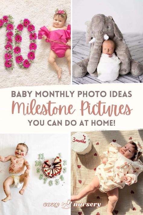 Hey Mom! Today we share Baby Monthly Photo Ideas that are cute and so easy to remake at home!  Our Milestone Pictures Ideas collection is perfect for your monthly baby picture collections. Read more! #milestonephoto #babypics Simple Milestone Picture Ideas, One Month Old Baby Pictures January, Weekly Baby Pictures, 7 Month Pictures, Baby Milestones Pictures Ideas, Newborn Monthly Photo Ideas, Newborn Milestones Pictures, 1 Month Photos, Milestone Monthly Picture Ideas