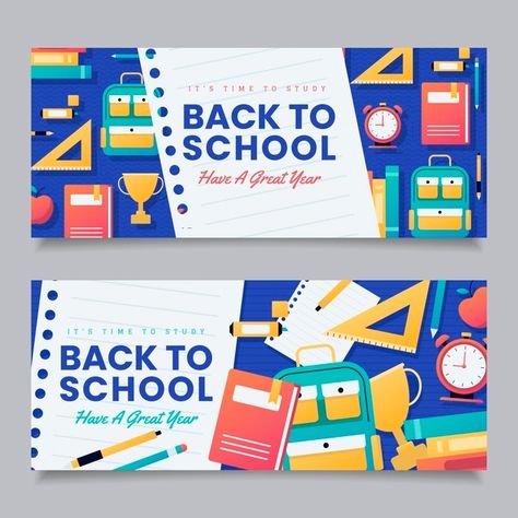 Back To School Design Graphic, Back To School Banner Design, School Banner Design Ideas, Back To School Graphic Design, Back To School Poster Design, School Banner Design, School Poster Design, Back To School Illustration, Banner School