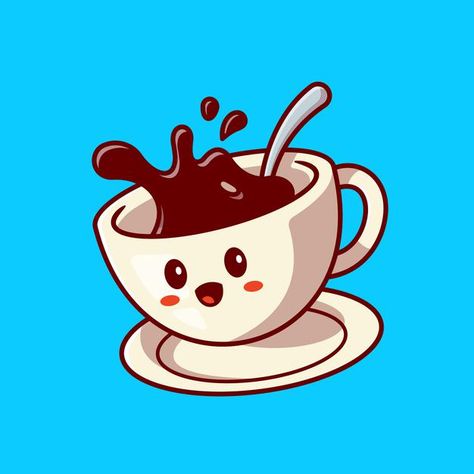 Free Vector | Cute happy coffee cup cartoon vector icon illustration. drink character icon concept. flat cartoon style Coffee Cup Drawing, Cup Cartoon, Coffee Cartoon, Cute Coffee Cups, Happy Coffee, Coffee Drawing, Coffee Illustration, Vector Icons Illustration, Cute Cups