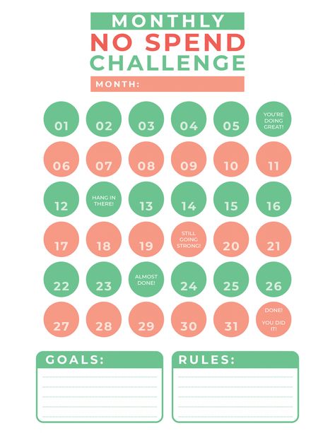 Free No Spend Challenge Printable Worksheet - And Hattie Makes Three No Spend February Challenges, Frugal February Challenge, No Spending Month Template, No Spend Challenge Printable Free, No Spend Month Printable, No Spend Month Template, No Spend February, No Spending Challenge, No Spend Challenge Printable