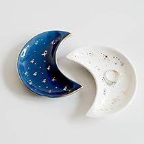 Ceramic Trinket Dish, Jewellery Storage Display, Crescent Moon Jewelry, Accent Tray, Air Dry Clay Projects, Cerámica Ideas, Tray Set, Clay Art Projects, Modern Accents