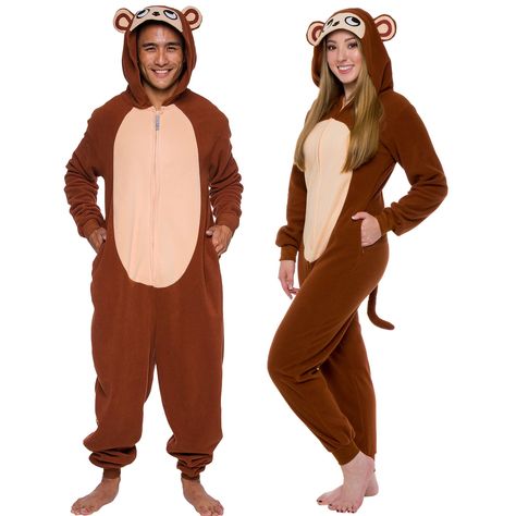 PRICES MAY VARY. SLIM FIT DESIGN - Each pajama set is cut to fit close to the body for a sleek silhouette that lets you move around with ease. Perfect for everything from lounging around at home to bar crawls and music festivals! BRING OUT YOUR WILD SIDE - From lovingly stitched face details on the hood, to wings, tails and beyond, these fun costumes feature the perfect amount of detail to let you fully embrace the beast within. Pair your one-piece with a set of animal slippers, and you'll be th Monkey Costumes, Animal Halloween Costumes, Animal Onesie, Animal Pajamas, Suit Costume, One Piece Cosplay, Union Suit, Costume For Halloween, Funny Costumes