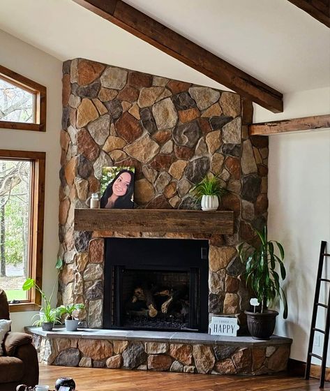 Rustic Corner Fireplace, 70s Fireplace, Masonry Fireplace, Corner Fireplace, Fireplace Ideas, Home Fireplace, Vintage 70s, Mid-century Modern, Dream House