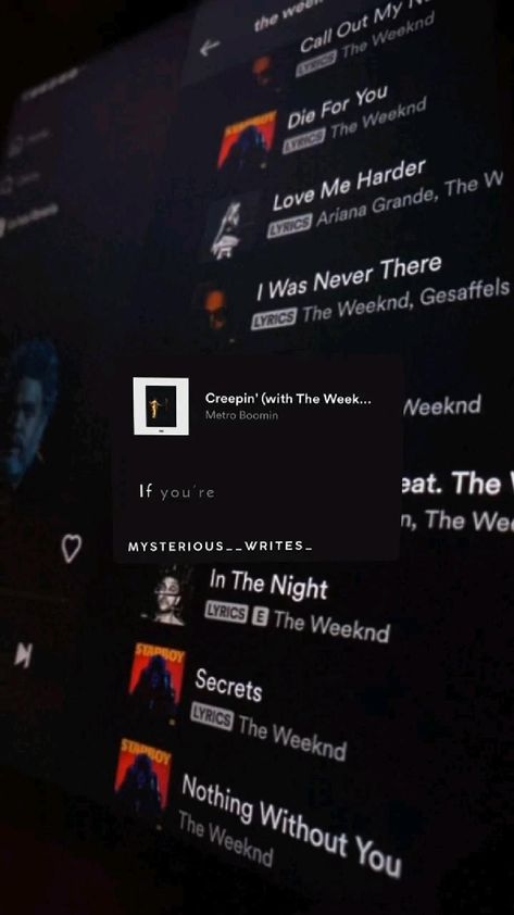Creepin Song Spotify, Good Lyrics Songs, Another Love Aesthetic Song, Black And White Song Lyrics, Cool English Songs, Another Love Song Aesthetic, Popular Weekend Song, On My Way Song Lyrics, Creeping Song
