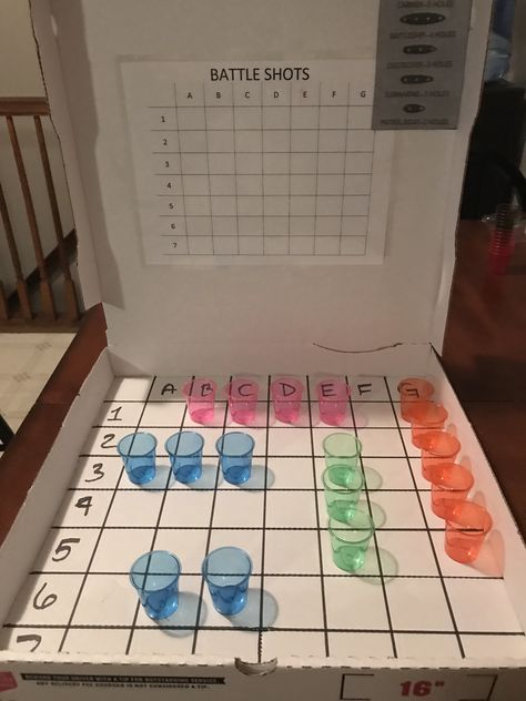 Battle Shots Diy How To Make, Battleship Drinking Game, Battle Shots Diy, 21st Bday Party Games, Shot Games For Parties, Diy Board Games For School Projects, Homemade Drinking Games, Frat Party Ideas, 18th Birthday Party Ideas Activities