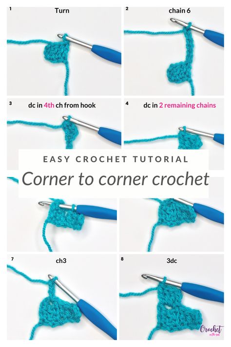 How to corner to corner crochet. Step-by-step photo tutorial. C2c Border, C2c Crochet Pattern Free Charts Easy, C2c Shawl, C2c Chart, Crochet Borders For Blankets, Crochet Steps, Corner To Corner Crochet Blanket, Blanket Border, Crochet Zig Zag