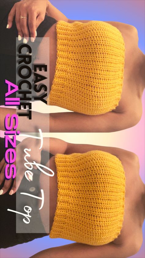 Crochet Tube Top With Sleeves, Crochet Bandana Top Pattern Free, Crocheted Tube Top, Ribbed Crochet Top, How To Crochet A Tube Top, Crochet Ribbed Top, Tube Top Crochet Pattern Free, Crochet Tube Top Pattern, Tube Top Crochet Pattern