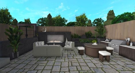 Modern House Backyard, Decals Bloxburg, Beach House Room, Modern House Floor Plans, Backyard Seating Area, House Decorating Ideas Apartments, Small House Layout, Backyard House, Tiny House Layout