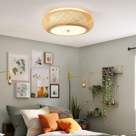 15 Clever Lighting Ideas for Low Ceilings 2022: Shop Our Picks Light Fixtures For Low Ceilings, Boho Ceiling, Lights Boho, Small Light Fixtures, Apartment Lighting, Rattan Light, Low Ceiling Lighting, Rattan Light Fixture, Ceiling Lamps Living Room