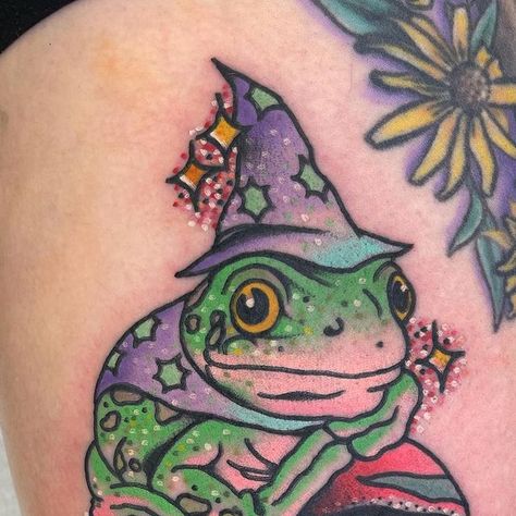 Kurt Brecheis Jr. on Instagram: "wizard frog on Sarah" Wizard Frog, Wizard Tattoo, Tiny Finger Tattoos, Hippie Tattoo, Frog Tattoo, Frog Tattoos, New School Tattoo, Tattoo Flash Art, School Tattoo