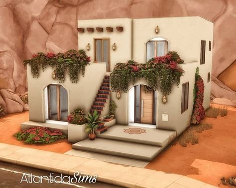 Sims4 Oasis Springs House, Sims 4 Oasis Springs House Layout, Sims 4 Mexican House, Sims 4 Courtyard Oasis, Sims 4 Spanish Style House, Sims 4 Desert House, Sims 4 Mediterranean House, Oasis Springs House, Sims 4 Oasis Springs House