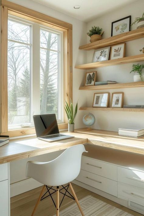 White Walls With Wood Trim: 40  Ideas for a Timeless Interior White Walls With Wood Trim, Wood Trim Ideas, Walls With Wood Trim, Trim Ideas, Cozy Home Office, Timeless Interior, Small Home Offices, Small Home Office, Home Office Setup