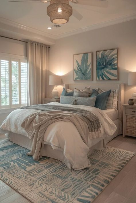 29 Coastal Boho Bedroom Ideas You Have To See Unique Lanterns, Small Coastal Bedroom, Coastal Boho Bedroom, Seaside Bedroom, Boho Bedroom Inspirations, Surf Room Decor, Uni Dorm, Sophisticated Boho, Vibe Bedroom