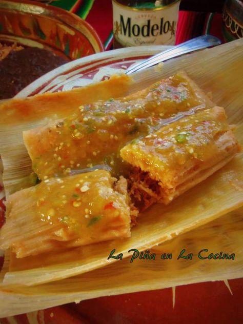 This is one of the many tamale recipes I hold near and dear to my heart. In 2011 I was blessed with the opportunity to return to Monterrey, Mexico, the home of my parents Ramiro and Blanca. I had b… Salsa Pork Chops, Tamale Recipes, Small Reception, Pollo Recipe, Chicken Tamales, Authentic Mexican Recipes, Tamale Recipe, Fresh Tomato Salsa, Mexican Cooking