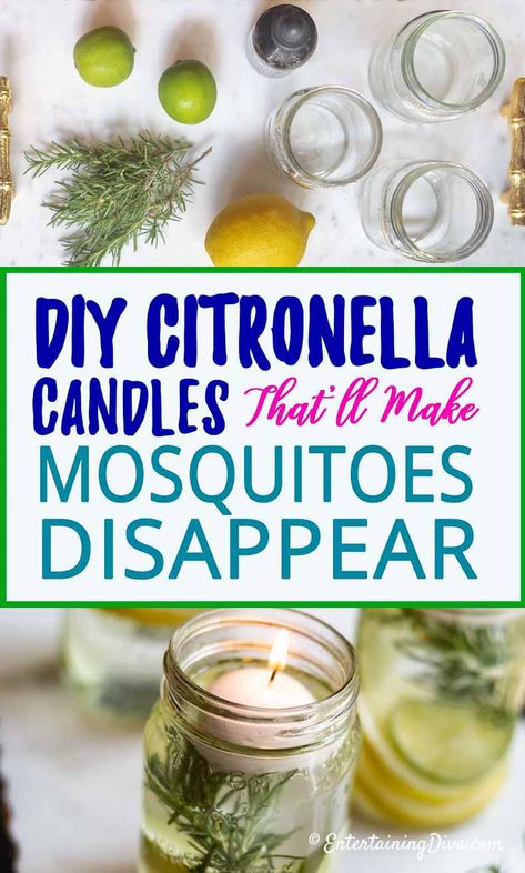 These DIY Citronella candles made in mason jars are perfect to keep the mosquitoes away from your patio this summer. I love how simple they are to make and they look pretty enough for any of my outdoor parties. #entertainingdiva #Citronella #candles #outdoorspaces #entertaining #summer Diy Citronella Candles, Mason Jar Citronella Candles, Diy Citronella, Citronella Essential Oil, Diy Hanging Shelves, Natural Candle, Candle Kits, Citronella Oil, Citronella Candles