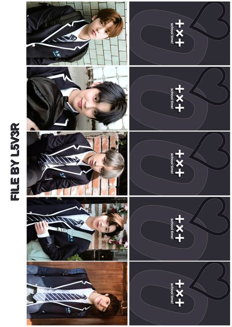 Printable TXT fan-made photocards / lomocards by me #l5v3r #txt #yeonjun #soobin #beomgyu #taehyun #hueningkai #printable sheet Photo Cards Yeonjun, Txt Temptation Lucky Draw Photocard, Txt Lomo Cards Printable, Txt Photo Strip, Photo Cards Txt, Beomgyu Photocard Template, Txt Photocards Printable, Txt Id Photo, Txt Printables