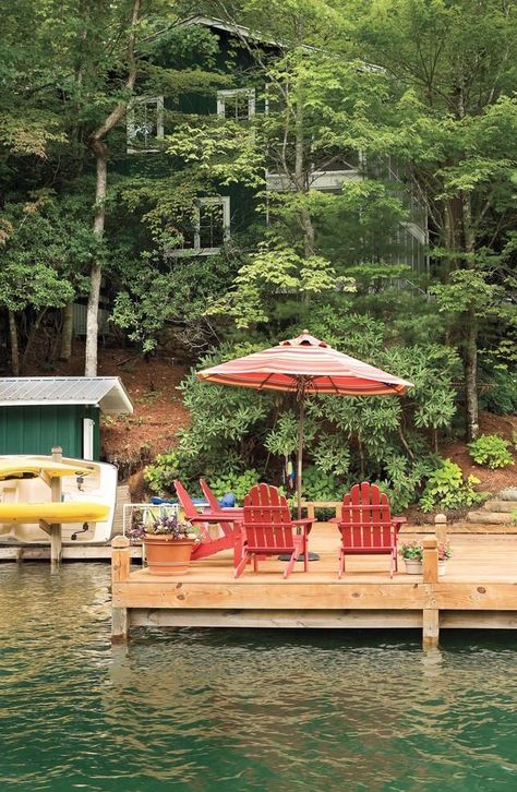 Cabin Makeover, Farm Style Table, House On The Water, Lake Dock, Lakefront Living, Lakeside Cabin, Lakeside Living, Lakeside Cottage, Lake Living