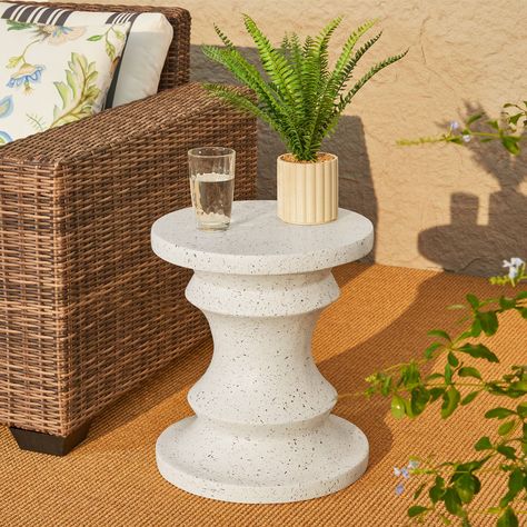 "Purchase the Glitzhome® 18\" Multifunctional Chess Garden Stool at Michaels. com. Inspired by artisan chess silhouette sculpture, it features embossed textures and a hand-painted finish that provides a premium and high-end aesthetic, which is not only suitable for your outdoor garden, patio, or yard as a stool, planter stand, or side table but is also ideal for your indoor living room or bedroom as an accent table. Enhance your indoor or outdoor space with this multi-functional timeless garden Chess Silhouette, Indoor Living Room, Planter Table, Concrete Garden, Planter Stand, Charming Garden, Outdoor Coffee Tables, Garden Stool, Outdoor Store