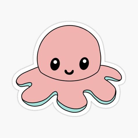 Sticker Mood, Reversible Octopus Plush, Happy Octopus, Octopus Cute, Doll Stickers, Aesthetic Lovers, Octopus Sticker, Octopus Drawing, Pink Octopus