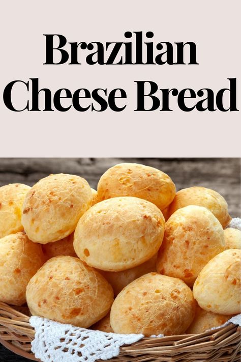 Brazilian Cheese Bread, or Pão de Queijo, is a popular gluten-free snack made from tapioca flour and cheese. These small, fluffy rolls are characterized by their crispy exterior and chewy interior, often featuring a blend of cheeses like Parmesan or mozzarella. Enjoyed warm, they are perfect as an appetizer, breakfast treat, or side dish, offering a delightful cheesy flavor in every bite. Brazilian Cheese Rolls, Brazilian Cheese Bread, Cheese Rolls, Gluten Free Recipes Bread, Tapioca Flour, Delish Recipes, Brazilian Food, Cheese Bread, Food Yummy