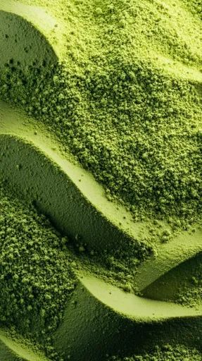 ↑↑↑ Larger size on website 🔸 The image shows a close-up of a green powder, possibly matcha, piled into a  series of soft, rounded Greens Powder, Green Powder, Matcha Powder, A Series, Matcha, Natural Beauty, Close Up, Highlights, Texture