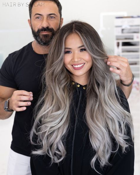 Ash Gray Hair Color, Ash Blonde Hair Balayage, Ashy Blonde Hair, Balayage Hair Grey, Balayage Hair Ash, Gray Balayage, Grey Blonde Hair, Colour Correction, Hair Colouring