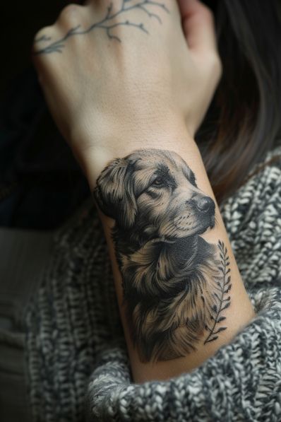 Dog Tattoos For Women, Unique Dog Tattoo Ideas, Unique Dog Tattoo, Dog Tattoo Design, German Shepherd Tattoo, Pet Memorial Tattoo, Dog Portrait Tattoo, Small Dog Tattoos, Dog Tattoo Ideas