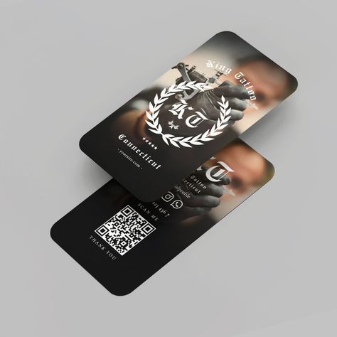 Modern Tattoo Artist Monogram Wreath Photo Business Card Tattoo Artist Business Cards, Photo Black White, Tattoo Logo, Uv Tattoo, Studio Tattoo, Business Cards Layout, Photo Business Cards, Qr Code Business Card, Professional Business Card Design