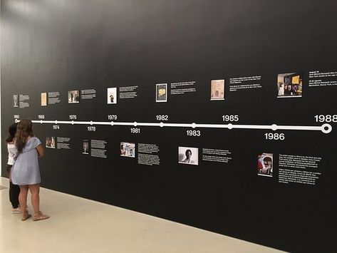 It might be fun to touch on major moments/events from the 80's and an inexpensive way to fill up wall space. Timeline On Wall, Museum Timeline, Wall Timeline, Timeline Wall, Exhibition Display Design, Lobby Ideas, Interactive Timeline, Museum Exhibition Design, History Wall