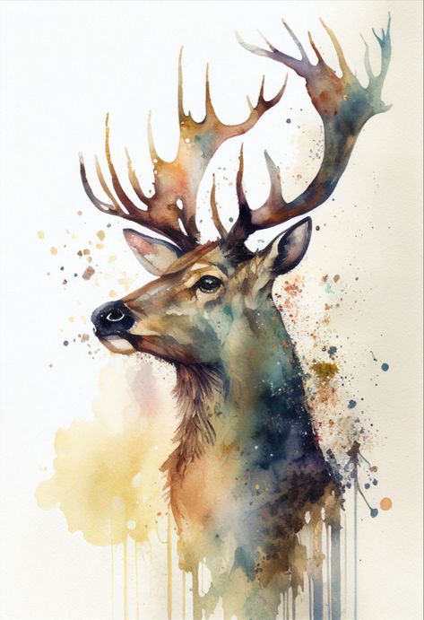 Andrew Simoson | WATERCOLOR | Reindeer Animal Paintings Acrylic, Painted Home Decor, Deer Drawing, Woodland Animal Art, Watercolour Portrait, Life Artwork, Learn Watercolor Painting, Wildlife Artwork, Learn Watercolor