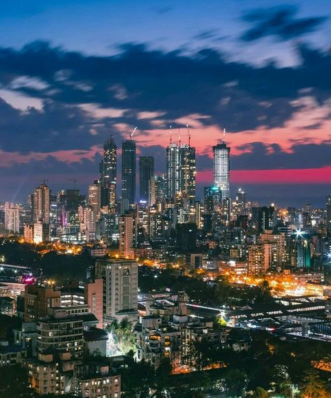 Awesome View of Evening Mumbai #India Mumbai Night View, Hindi Activity, Citycore Aesthetic, Mumbai Night, Mumbai Life, Mumbai Skyline, Accounting Jokes, Skyline Image, Pink Clouds Wallpaper