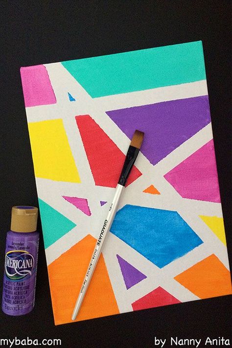 Painting With Kids, Kids Canvas Painting, Kids Canvas Art, Microsoft Paint, Tape Painting, Craft Board, Simple Canvas Paintings, Easy Canvas Art, Tape Art