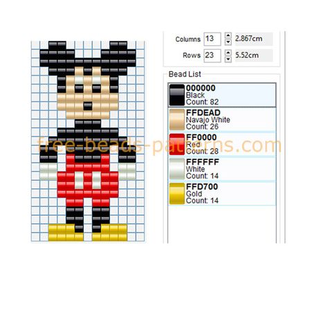 Disney character Mickey Mouse free perler beads pattern Hama beads Nabbi beads Ikea Pyssla Bead Weaving Patterns Free, Ikea Pyssla, Perler Beads Pattern, Weaving Patterns Loom, Weaving Patterns Design, Bead Loom Kits, Beading Designs, Seed Bead Bracelet Patterns, Beads Pattern