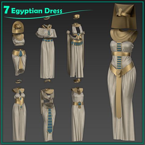 7 Egyptian dress, Sahar khazeni on ArtStation at https://www.artstation.com/artwork/Ovmd3v Royal Egyptian Clothing, Egyptian Traditional Dress, Egyptian Women Clothing, Egyptian Culture Clothing, Egyptian Clothes Women, Egypt Culture Clothes, Egyptian Accessories Diy, Ancient Egyptian Clothing Woman, Egyptian Fashion Ancient