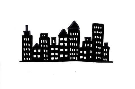 Building Doodles Cityscapes, City Skyline Drawing, Atl Skyline, Draw A City, Club Drawing, Skyline Drawing, Skyline Illustration, Building Silhouette, Doodle Art Letters