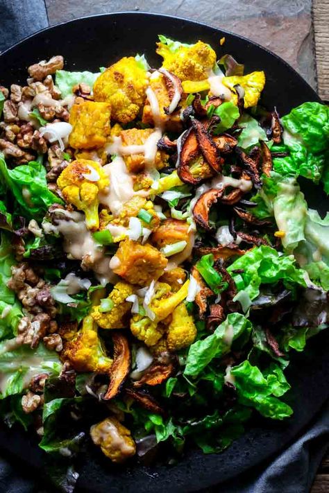 Power Salads, Tempeh Salad, Turmeric Cauliflower, Power Salad, Healty Dinner, Salad Vegan, Vegan Salad Recipes, Diet Drinks, Vegan Salad