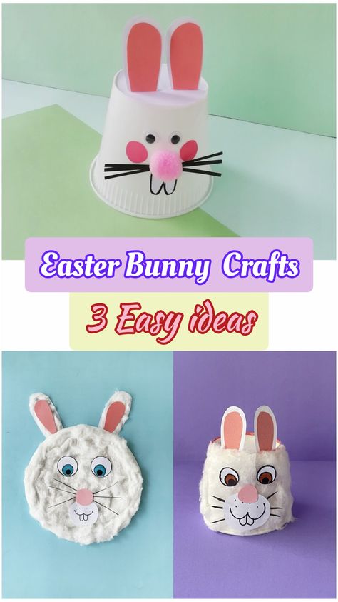 Bunny Crafts For Toddlers, Bunny Paper Plate Craft, Paper Cup Bunny Craft, Plastic Easter Egg Bunny Craft, Jumping Rabbit Paper Cup, Bunny Craft Ideas, Easter Bunny Paper Craft, Paper Plate Bunny, Activities With Plastic Easter Eggs