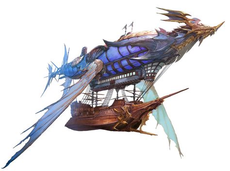 Grandcypher Art - Granblue Fantasy: Relink Art Gallery Fantasy Ship Concept Art, Flying Ships Fantasy Concept Art, Fantasy Airship Concept Art, Ship Fantasy Art, Spelljammer Ships Concept Art, Flying Boat Fantasy Art, Dragon Airship, Fantasy Airship Magic, Fantasy Flying Machine