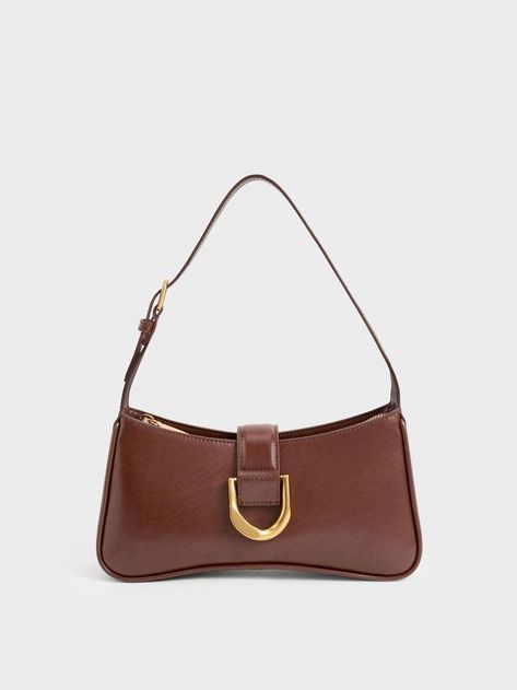 Charles And Keith Brown Bag, Classy Shoulder Bag, Chic Bags Classy, Black Satin Top, Classy Purses, Blouse Satin, Bag Inspiration, Purse Essentials, Golden Trio